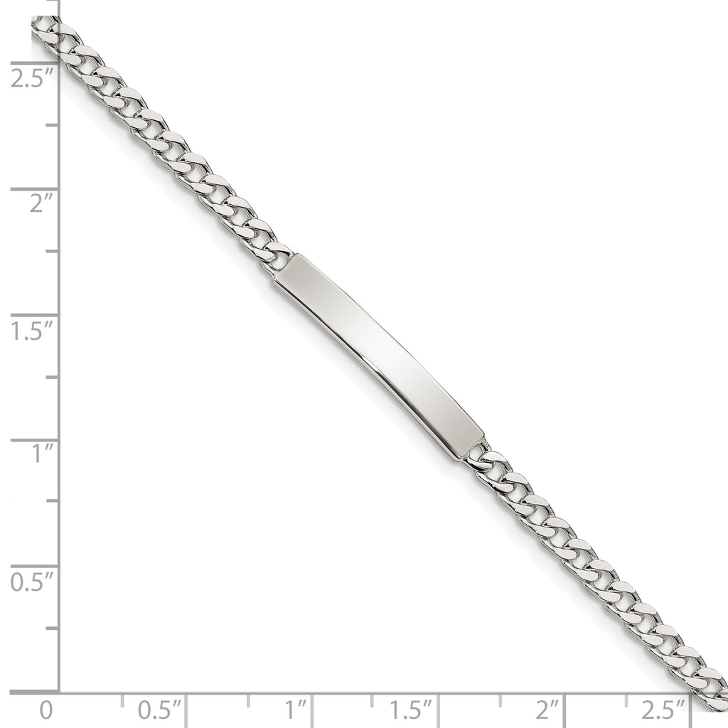 Sterling Silver Polished Engraveable Curb Link ID Bracelet