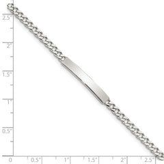 Sterling Silver Polished Engraveable Curb Link ID Bracelet