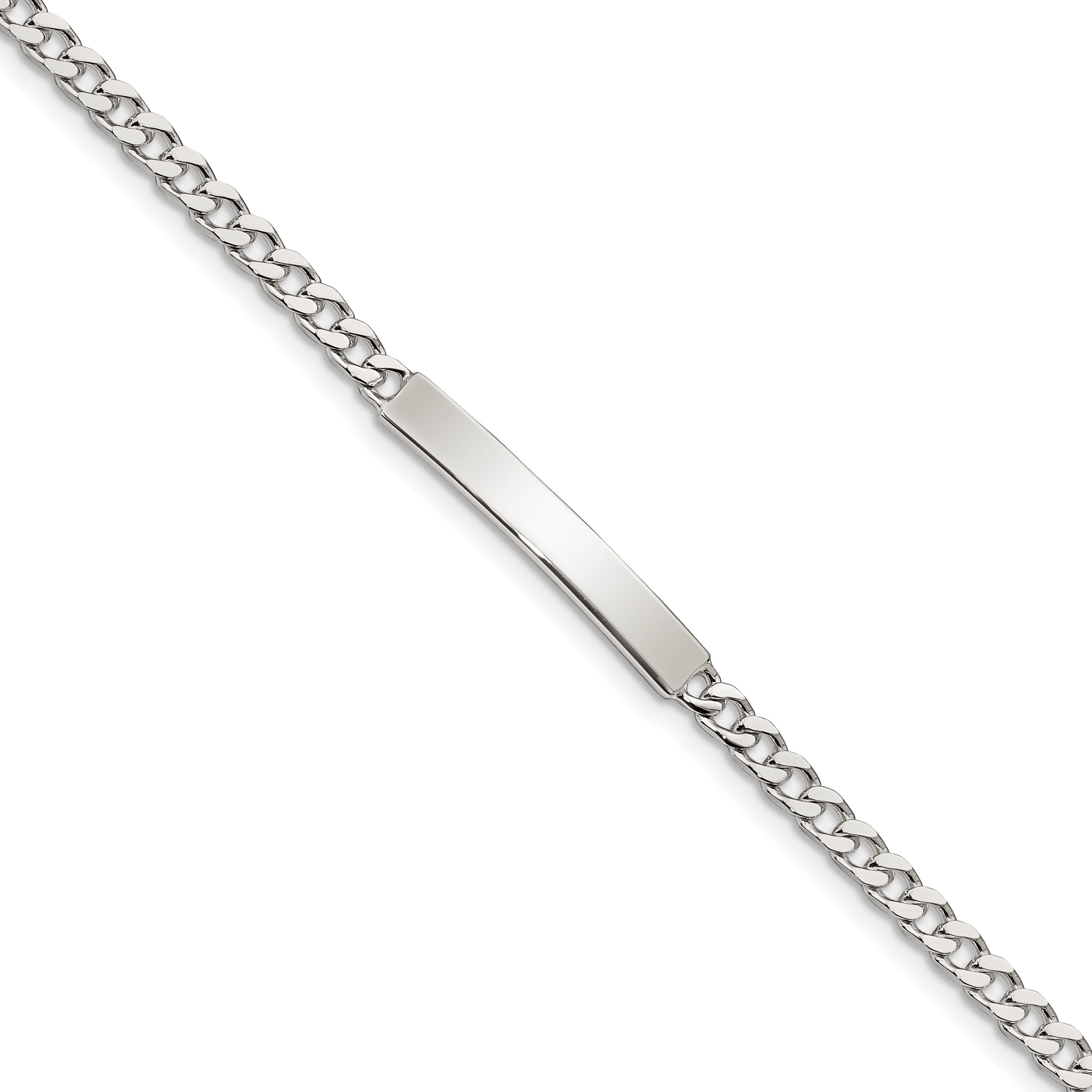 Sterling Silver Polished Engraveable Curb Link ID Bracelet Main image