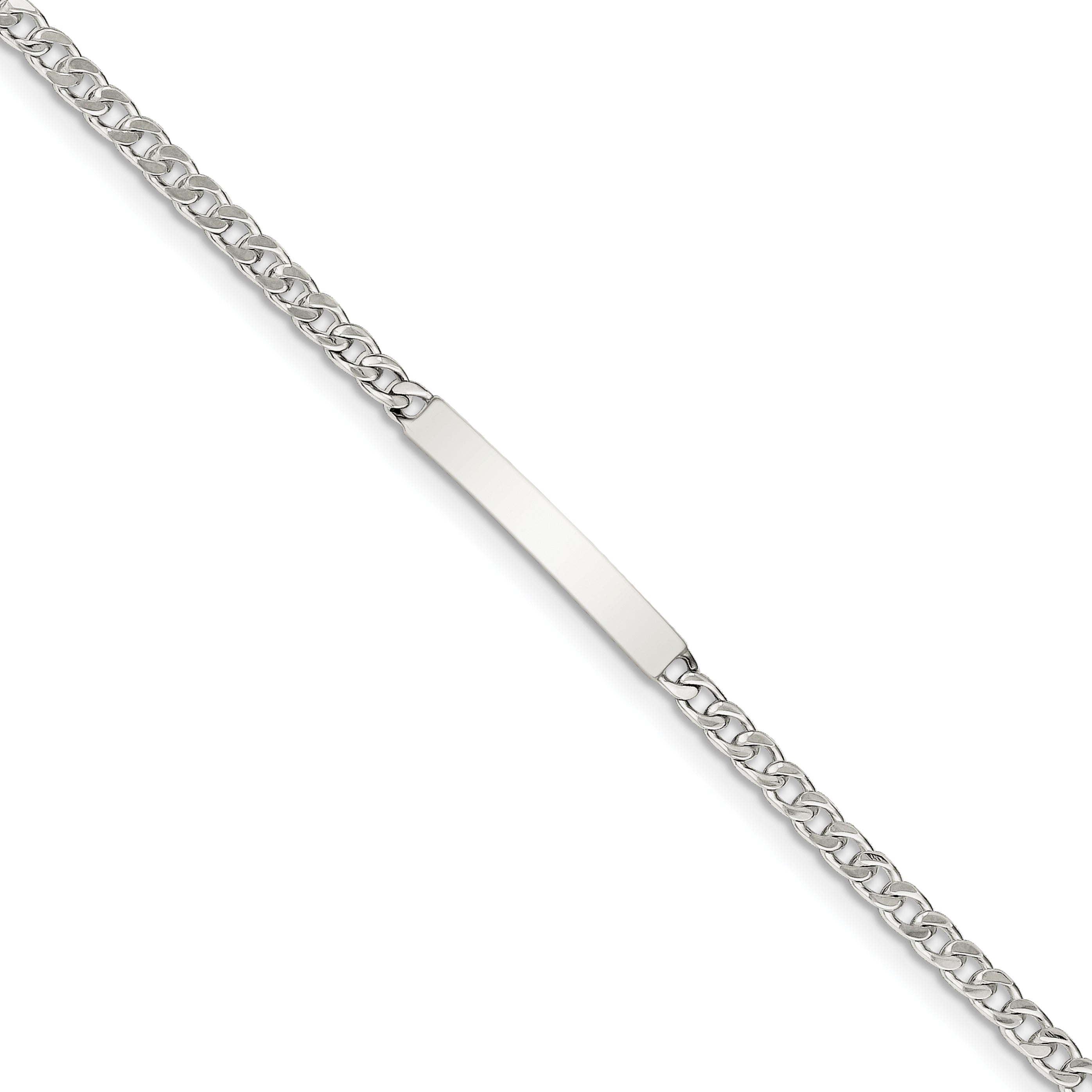 Sterling Silver 8inch Polished Engraveable Curb Link ID Bracelet