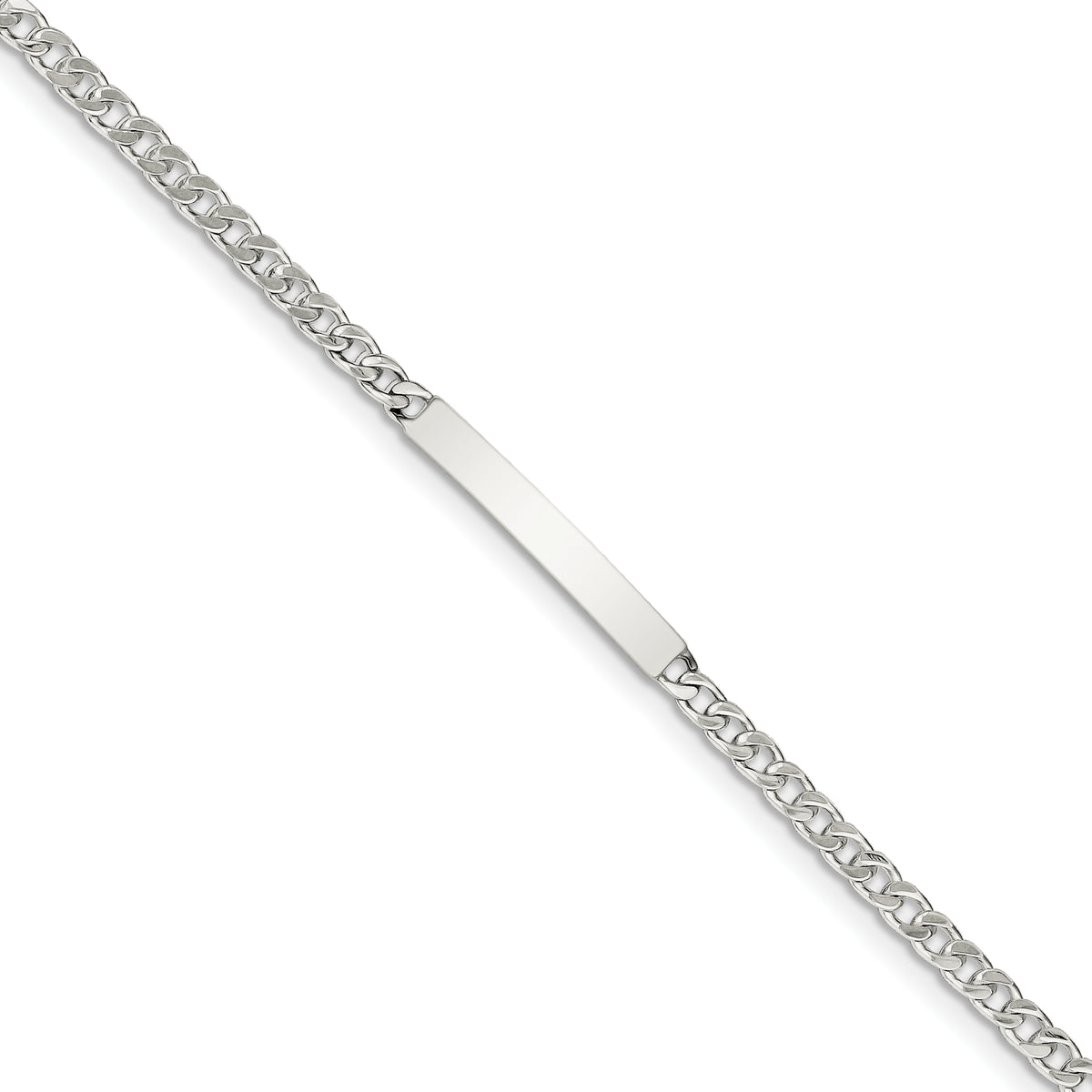 Sterling Silver 8inch Polished Engraveable Curb Link ID Bracelet