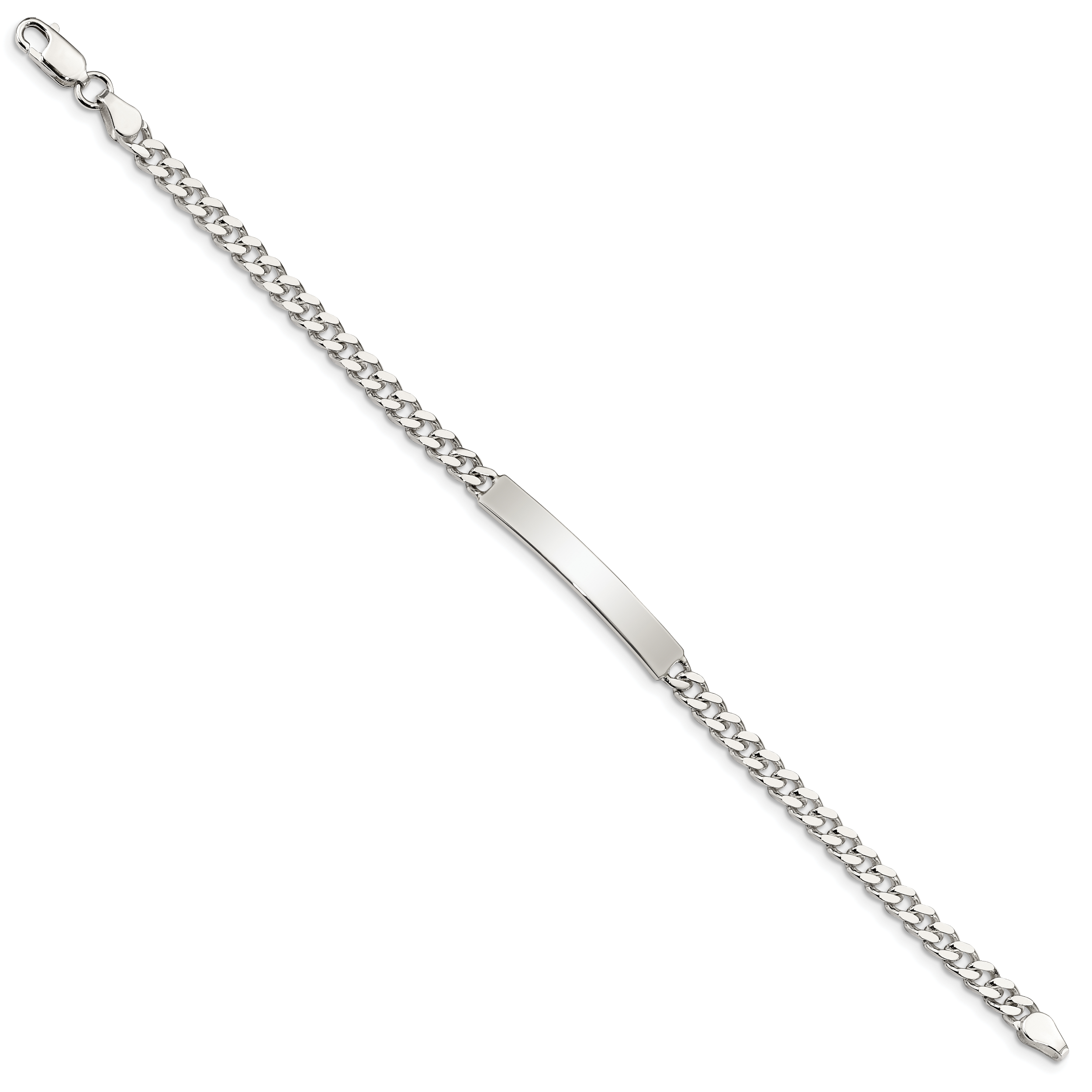 Sterling Silver Polished Engraveable Curb Link ID Bracelet Secondary image