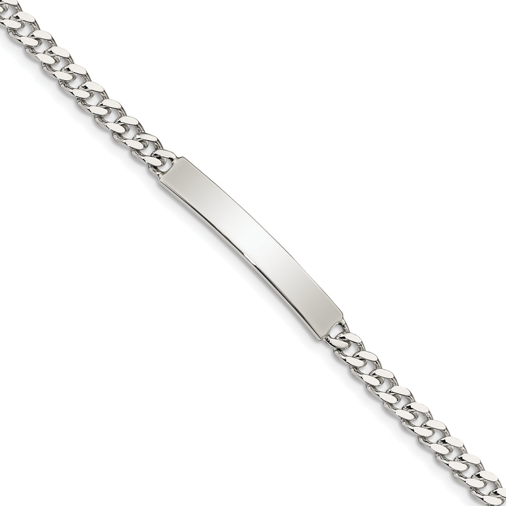 Sterling Silver 8inch Polished Engraveable Curb Link ID Bracelet