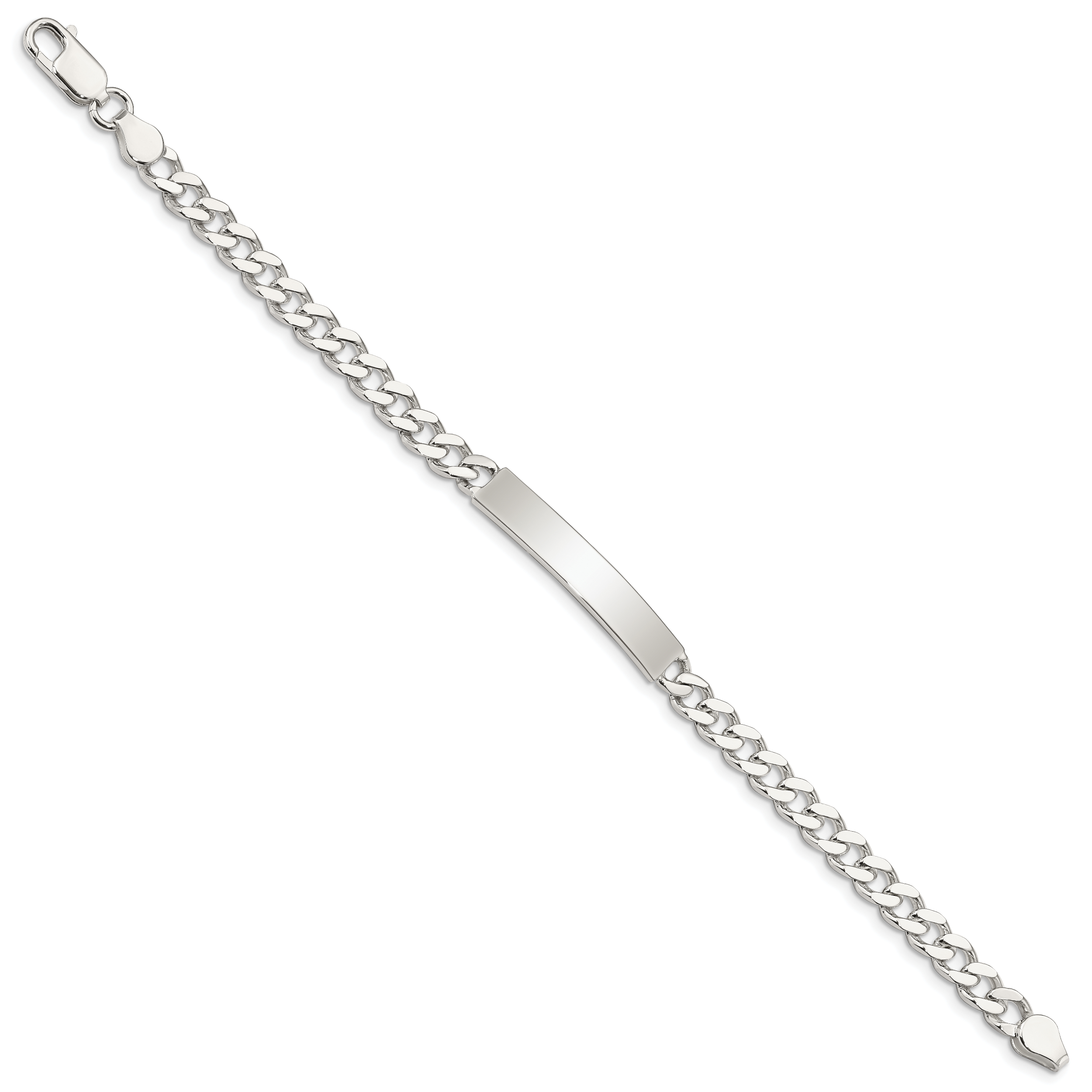 Sterling Silver Polished Engraveable Curb Link ID Bracelet Secondary image