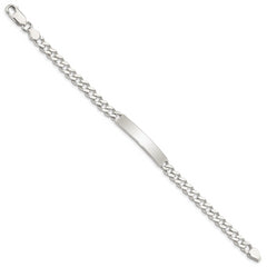 Sterling Silver Polished Engraveable Curb Link ID Bracelet