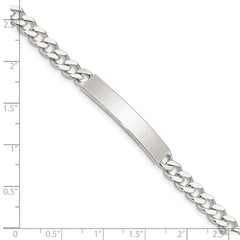 Sterling Silver Polished Engraveable Curb Link ID Bracelet