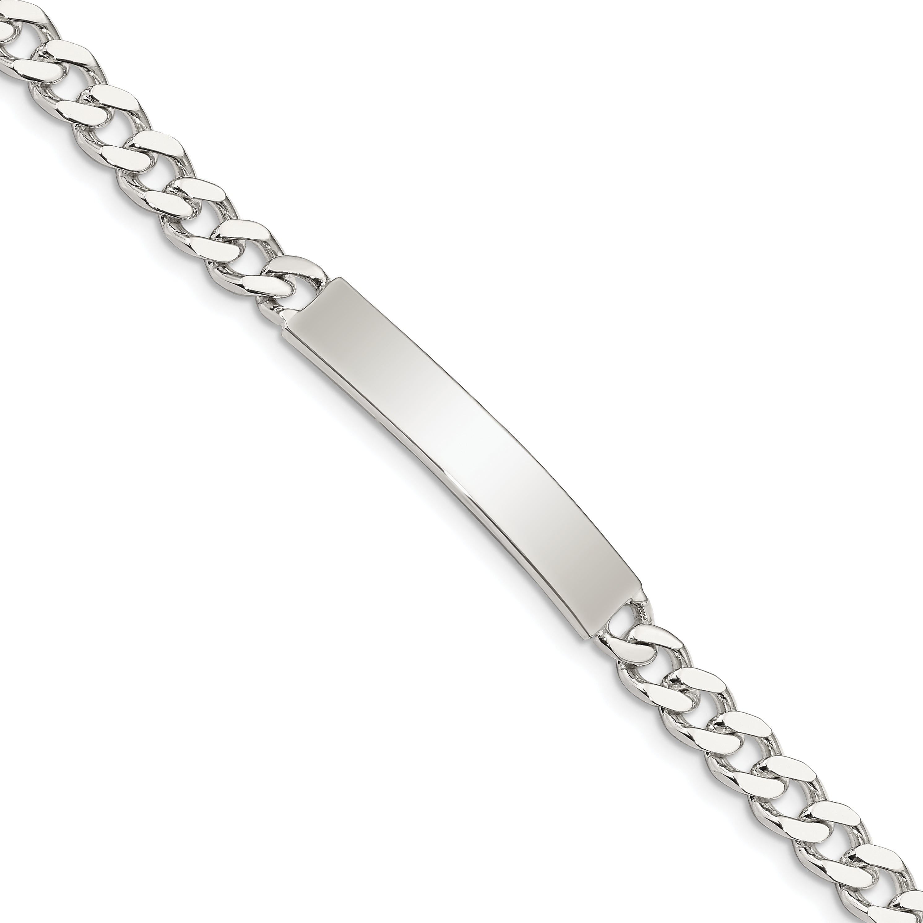 Sterling Silver Polished Engraveable Curb Link ID Bracelet Main image