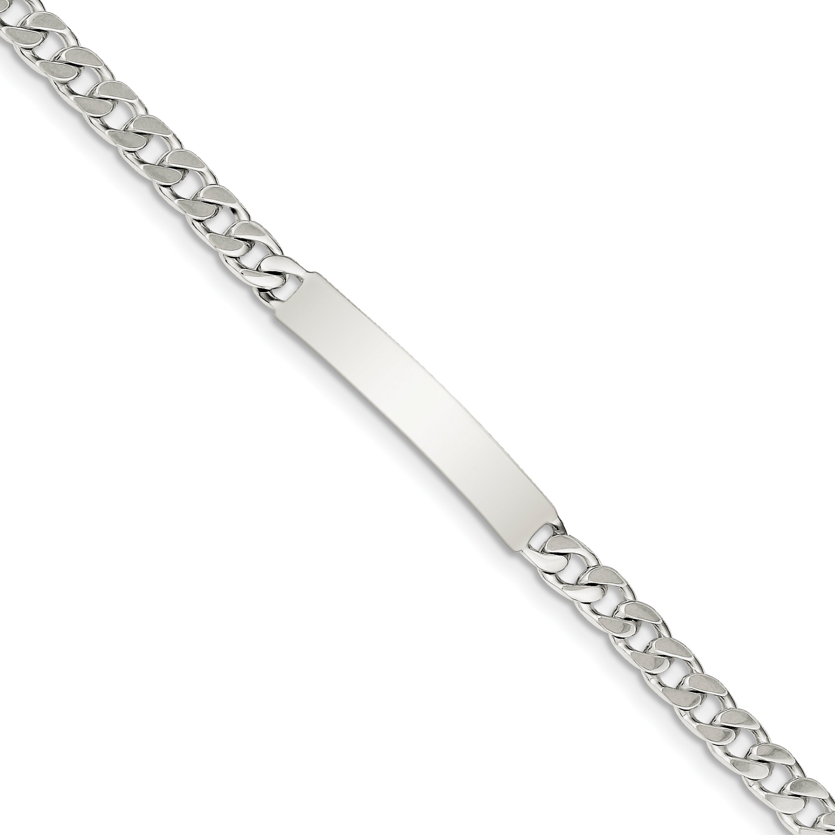 Sterling Silver 8inch Polished Engraveable Curb Link ID Bracelet