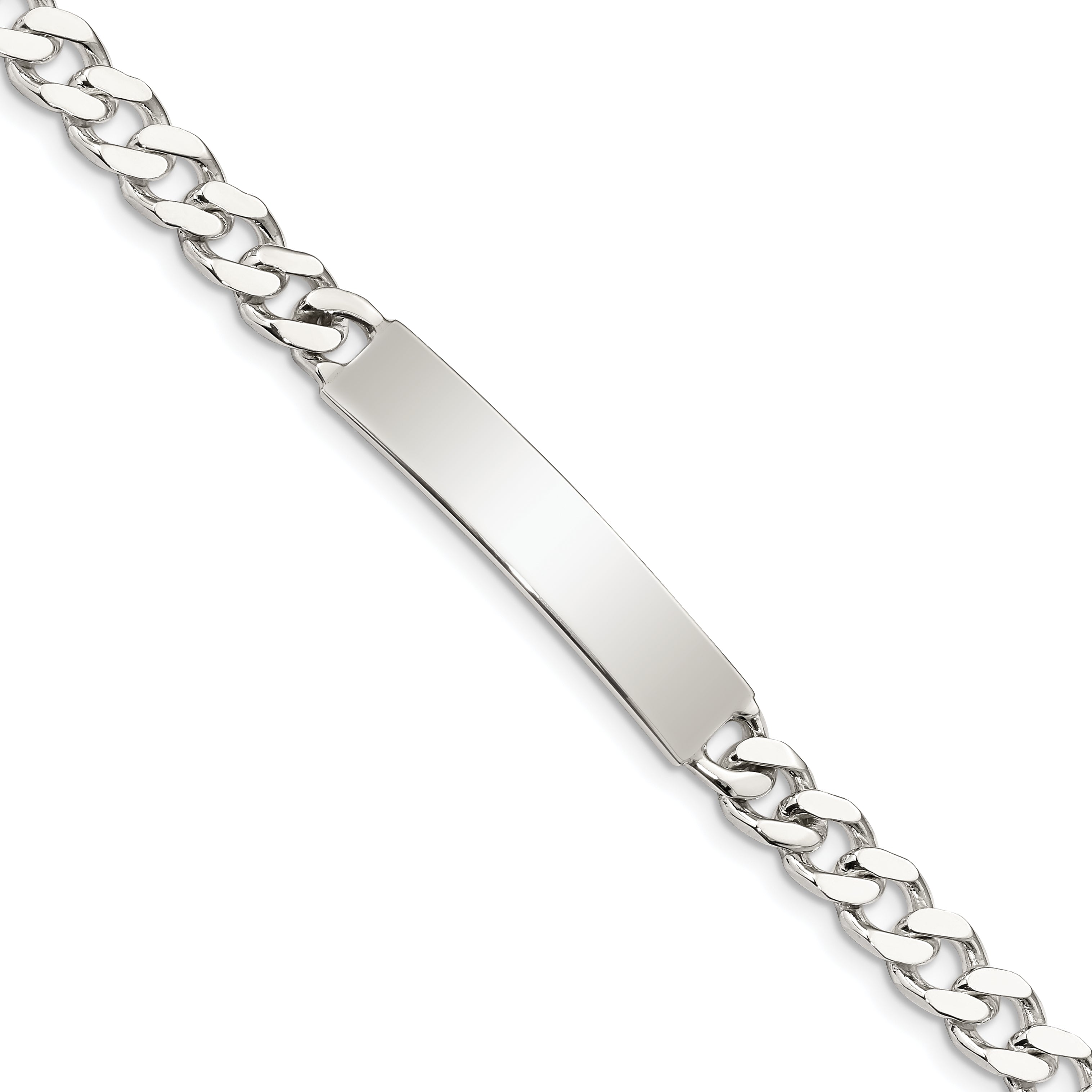 Sterling Silver 8inch Polished Engraveable Curb Link ID Bracelet