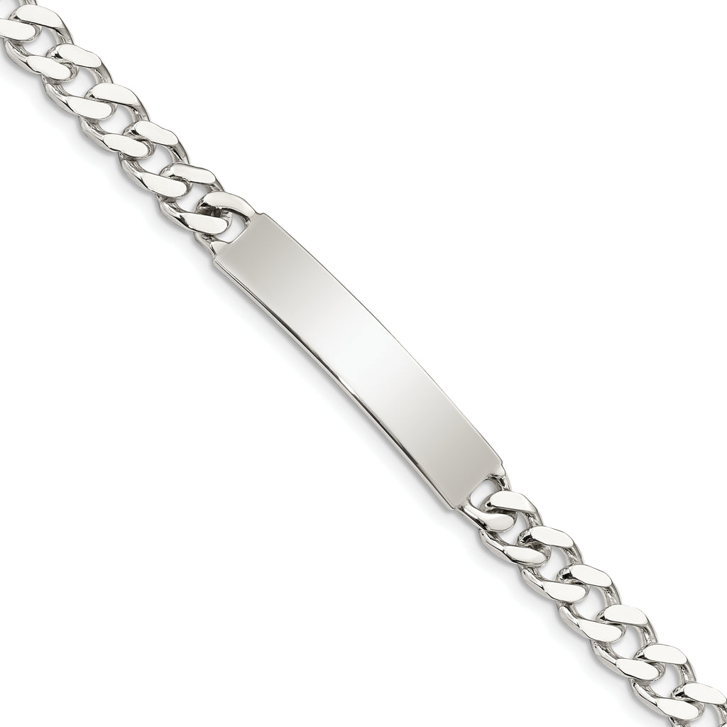 Sterling Silver 8inch Polished Engraveable Curb Link ID Bracelet
