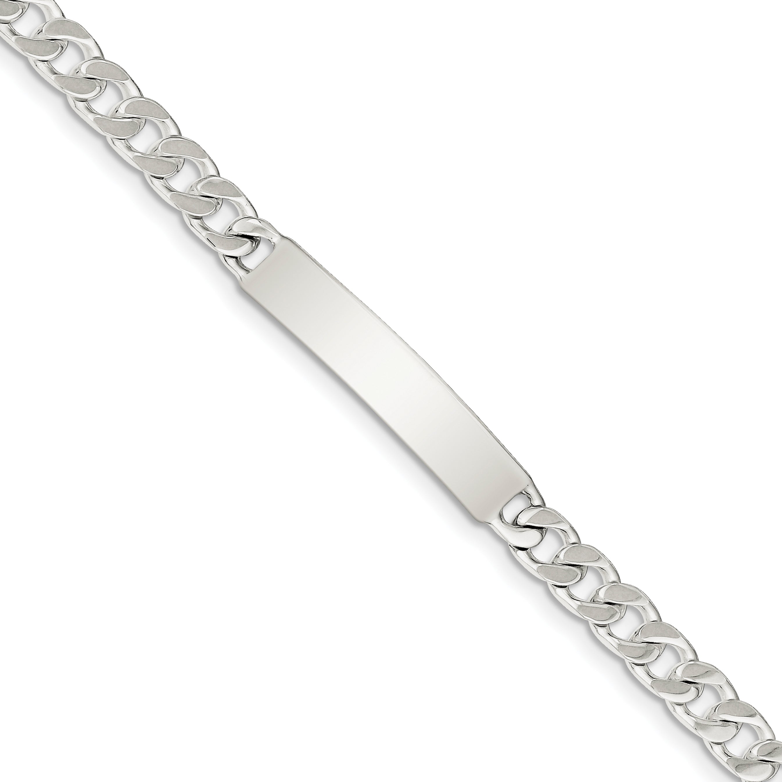 Sterling Silver 8inch Polished Engraveable Curb Link ID Bracelet Main image