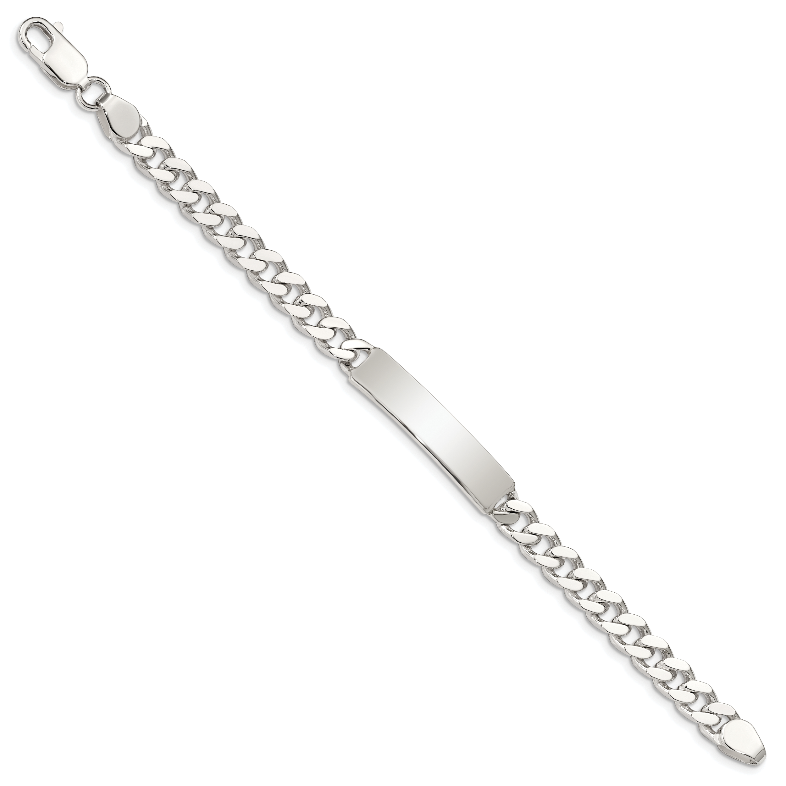 Sterling Silver Polished Engraveable Curb Link ID Bracelet Secondary image