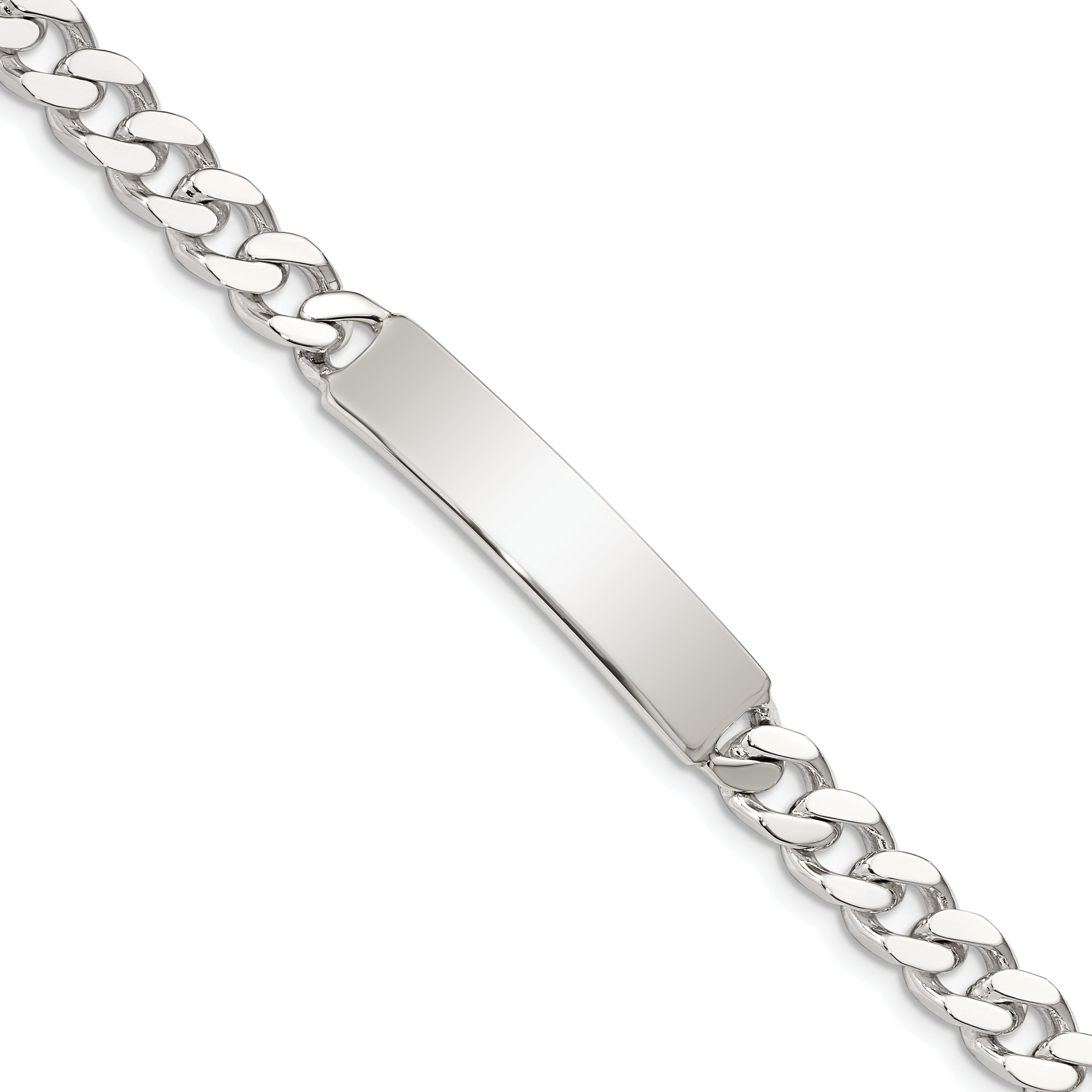 Sterling Silver 8inch Polished Engraveable Curb Link ID Bracelet