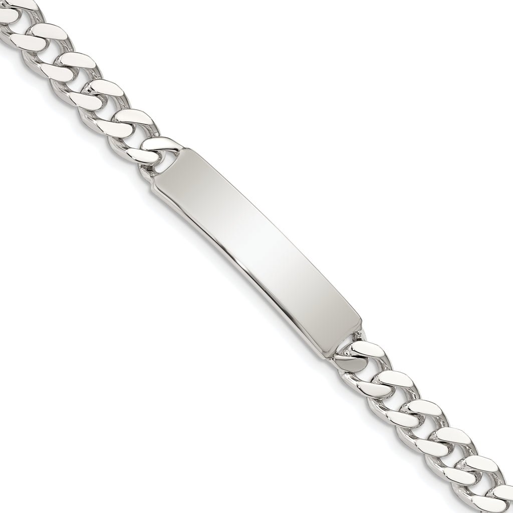 Sterling Silver 8inch Polished Engraveable Curb Link ID Bracelet