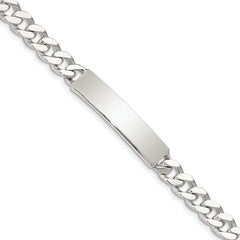 Sterling Silver 8inch Polished Engraveable Curb Link ID Bracelet