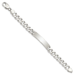 Sterling Silver Polished Engraveable Curb Link ID Bracelet