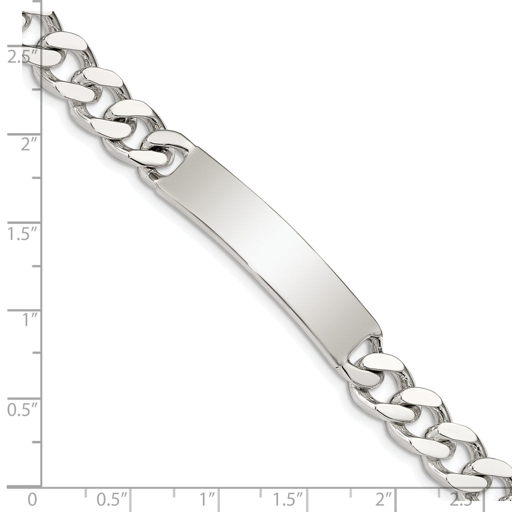 Sterling Silver Polished Engraveable Curb Link ID Bracelet