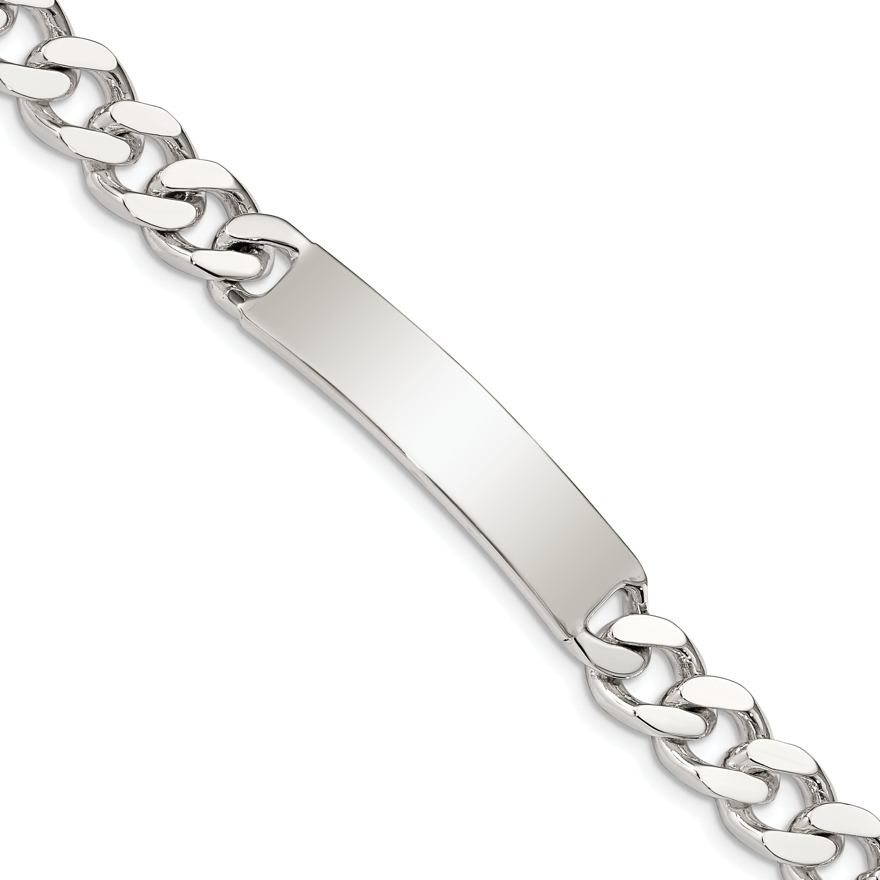 Sterling Silver Polished Engraveable Curb Link ID Bracelet Main image