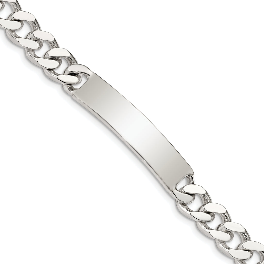 Sterling Silver Polished Engraveable Curb Link ID Bracelet