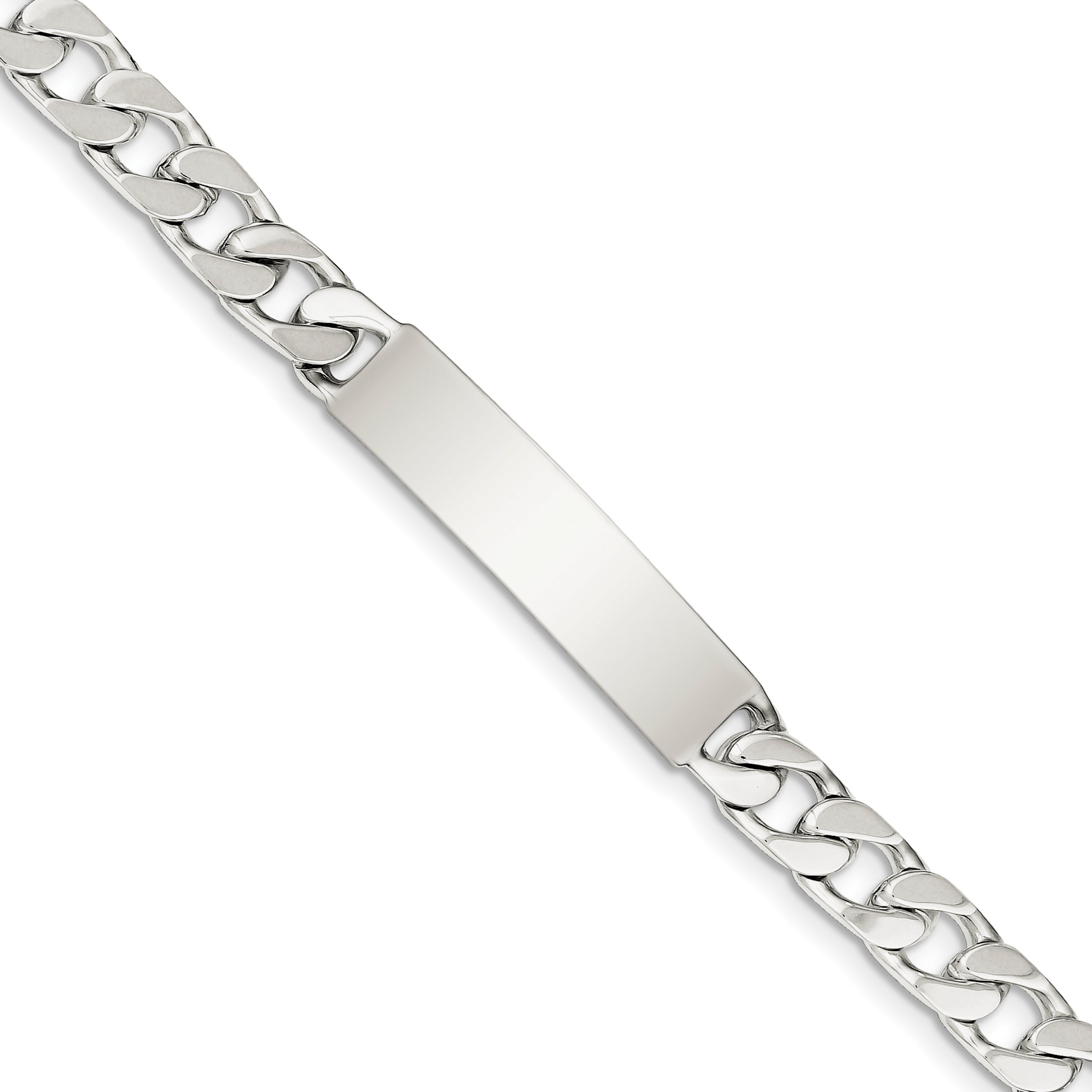 Sterling Silver 8inch Polished Engraveable Curb Link ID Bracelet Main image