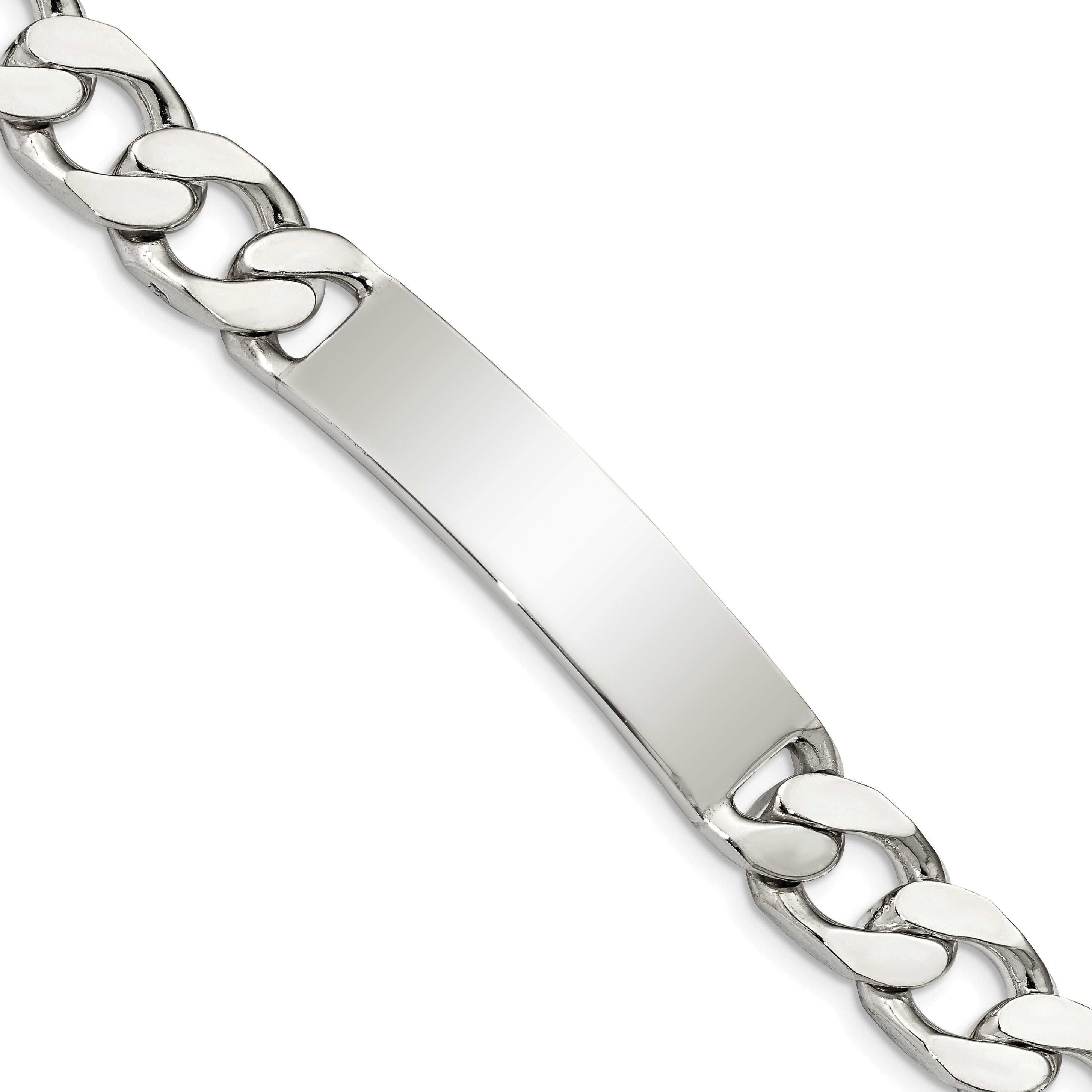 Sterling Silver Polished Engraveable Curb Link ID Bracelet Main image