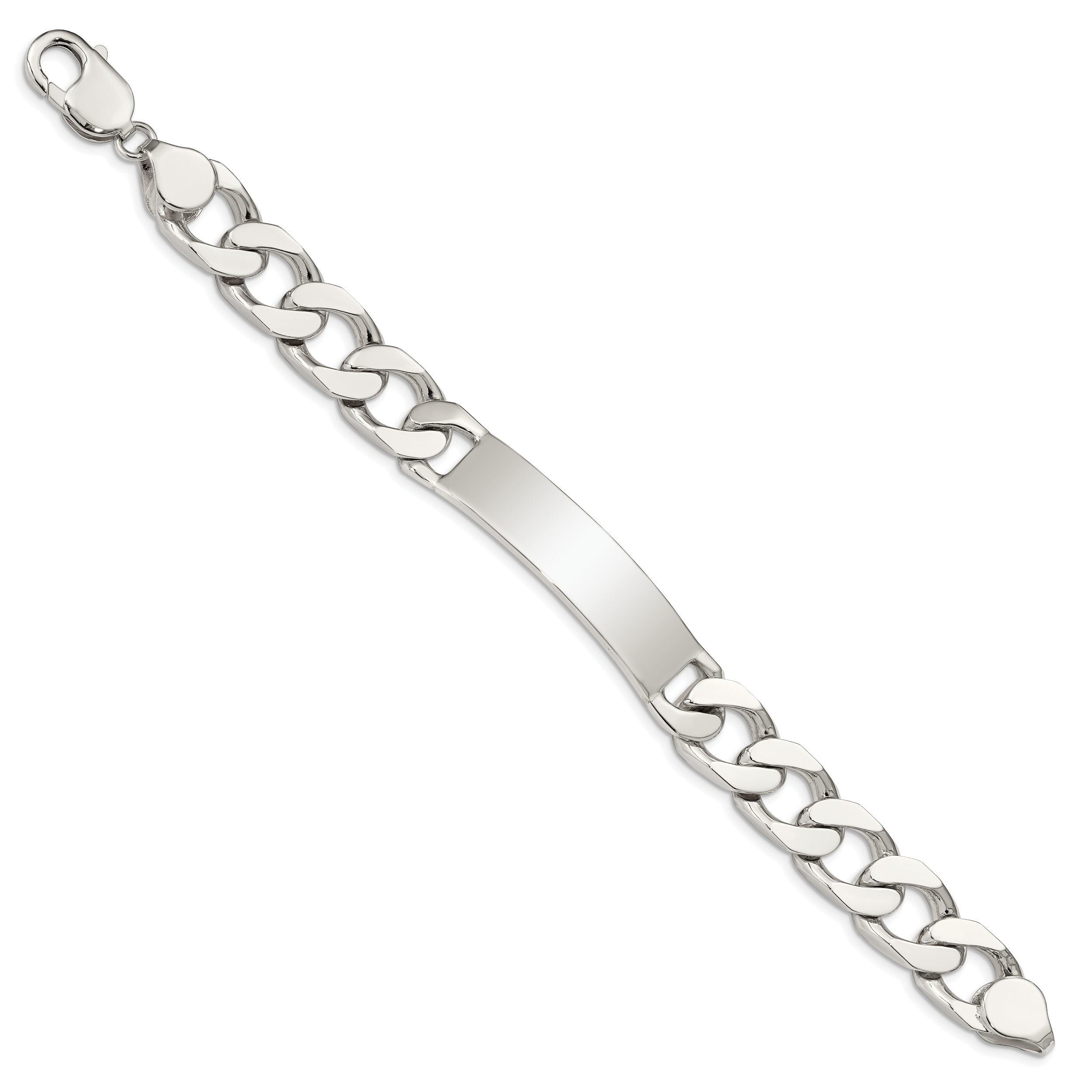 Sterling Silver Polished Engraveable Curb Link ID Bracelet Secondary image