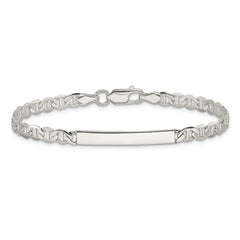 Sterling Silver Polished Engraveable Anchor Link ID Bracelet