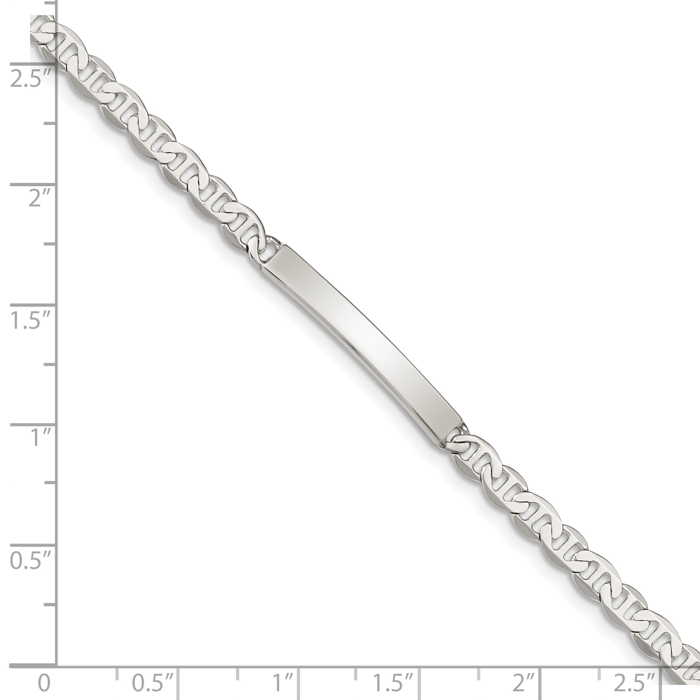Sterling Silver Polished Engraveable Anchor Link ID Bracelet