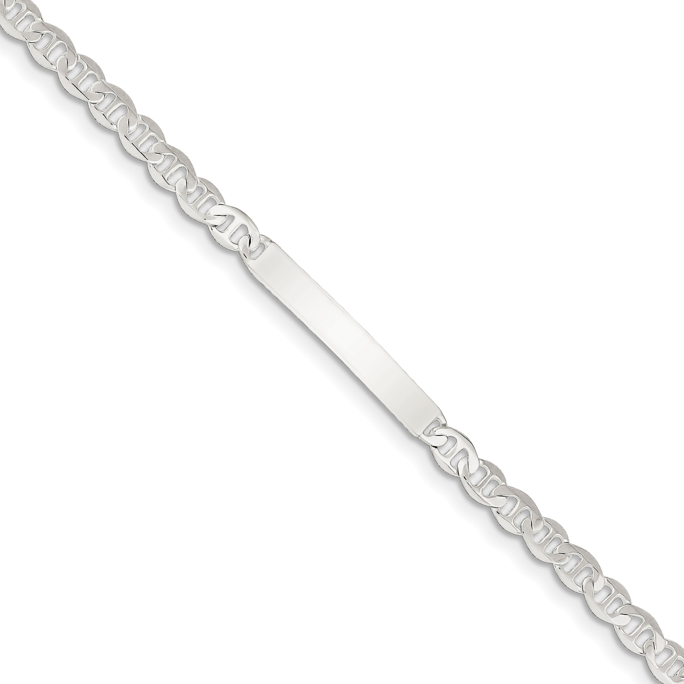 Sterling Silver 8inch Polished Engraveable Anchor Link ID Bracelet