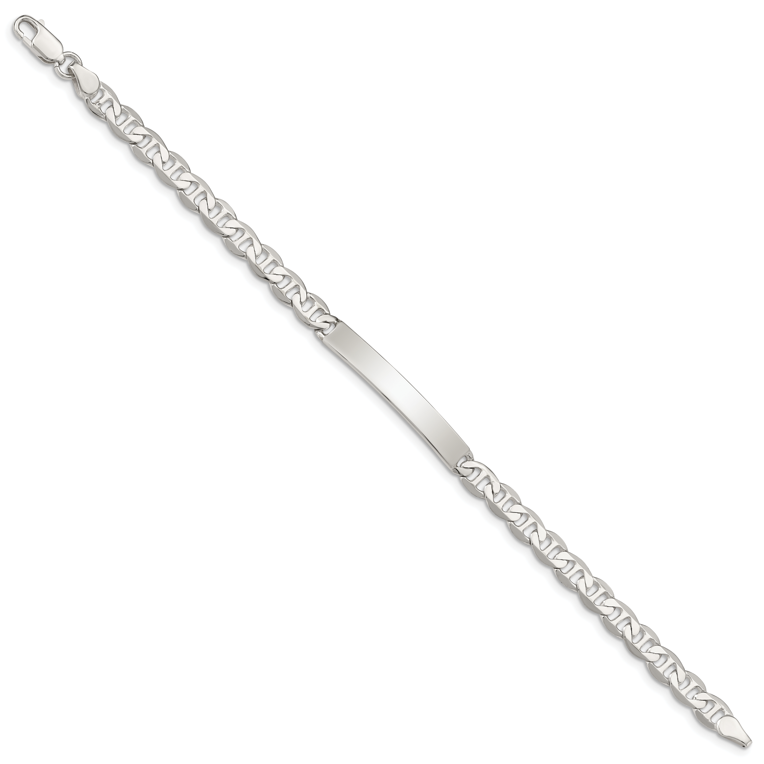 Sterling Silver Polished Engraveable Anchor Link ID Bracelet Secondary image
