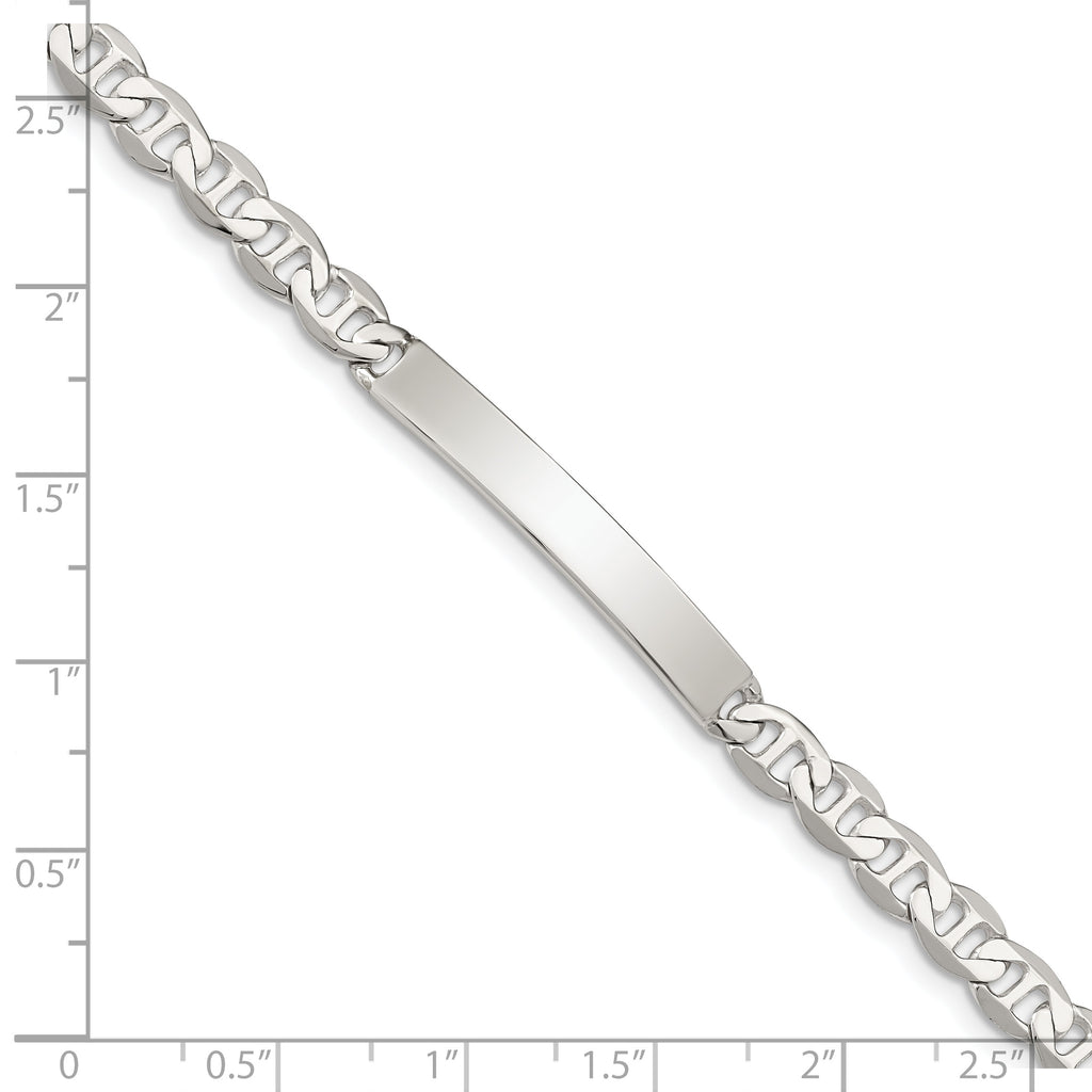 Sterling Silver Polished Engraveable Anchor Link ID Bracelet