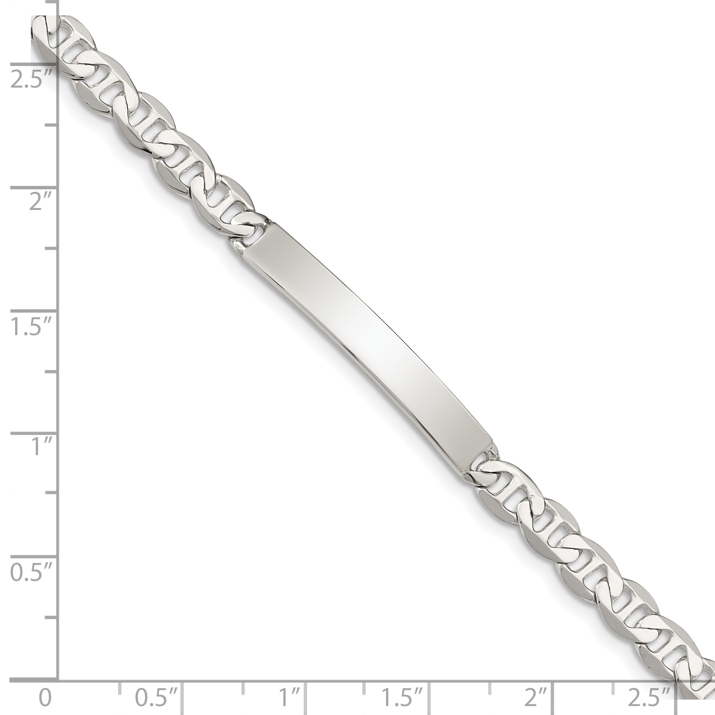 Sterling Silver Polished Engraveable Anchor Link ID Bracelet
