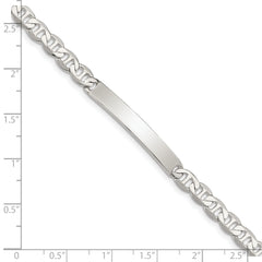 Sterling Silver Polished Engraveable Anchor Link ID Bracelet