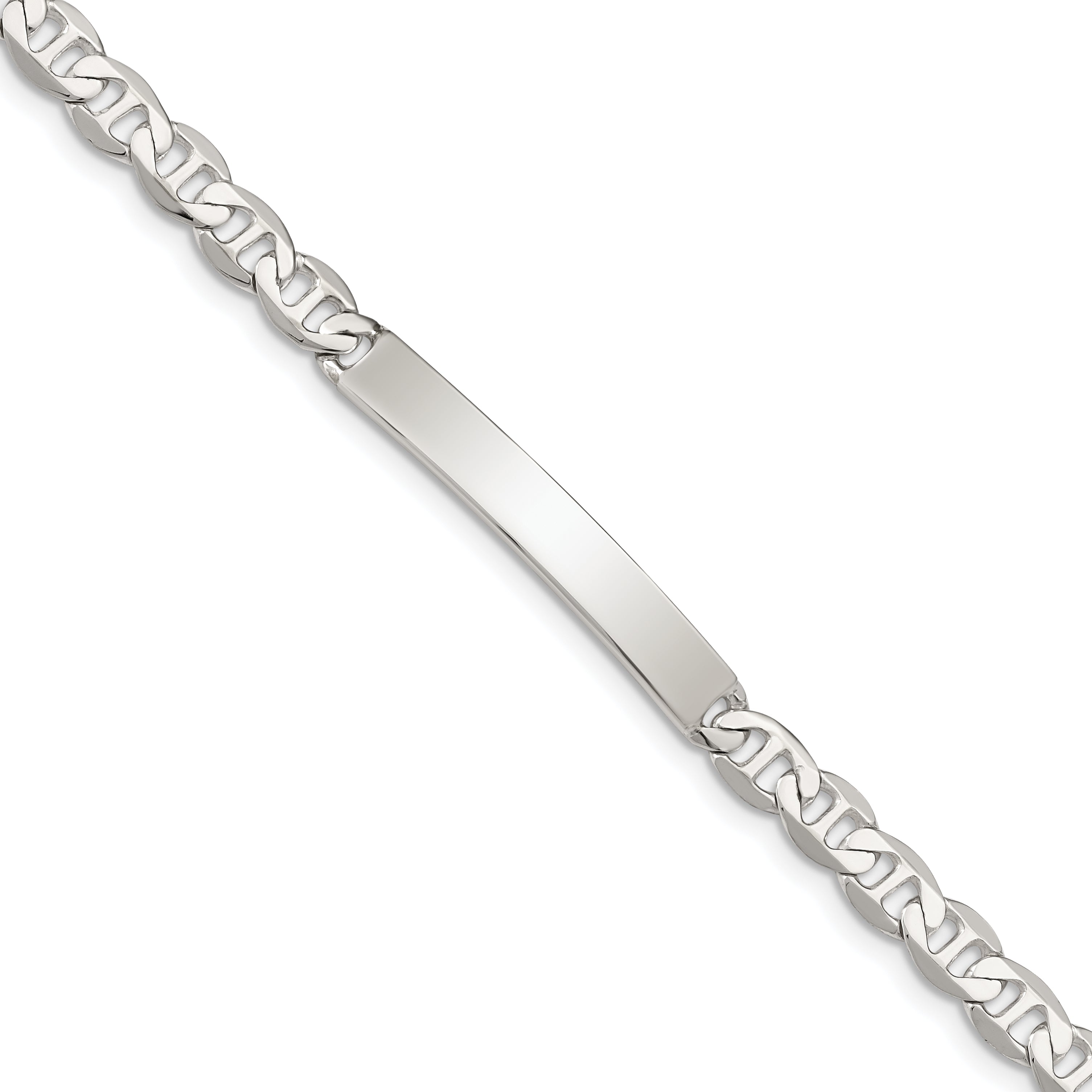 Sterling Silver 8inch Polished Engraveable Anchor Link ID Bracelet Main image