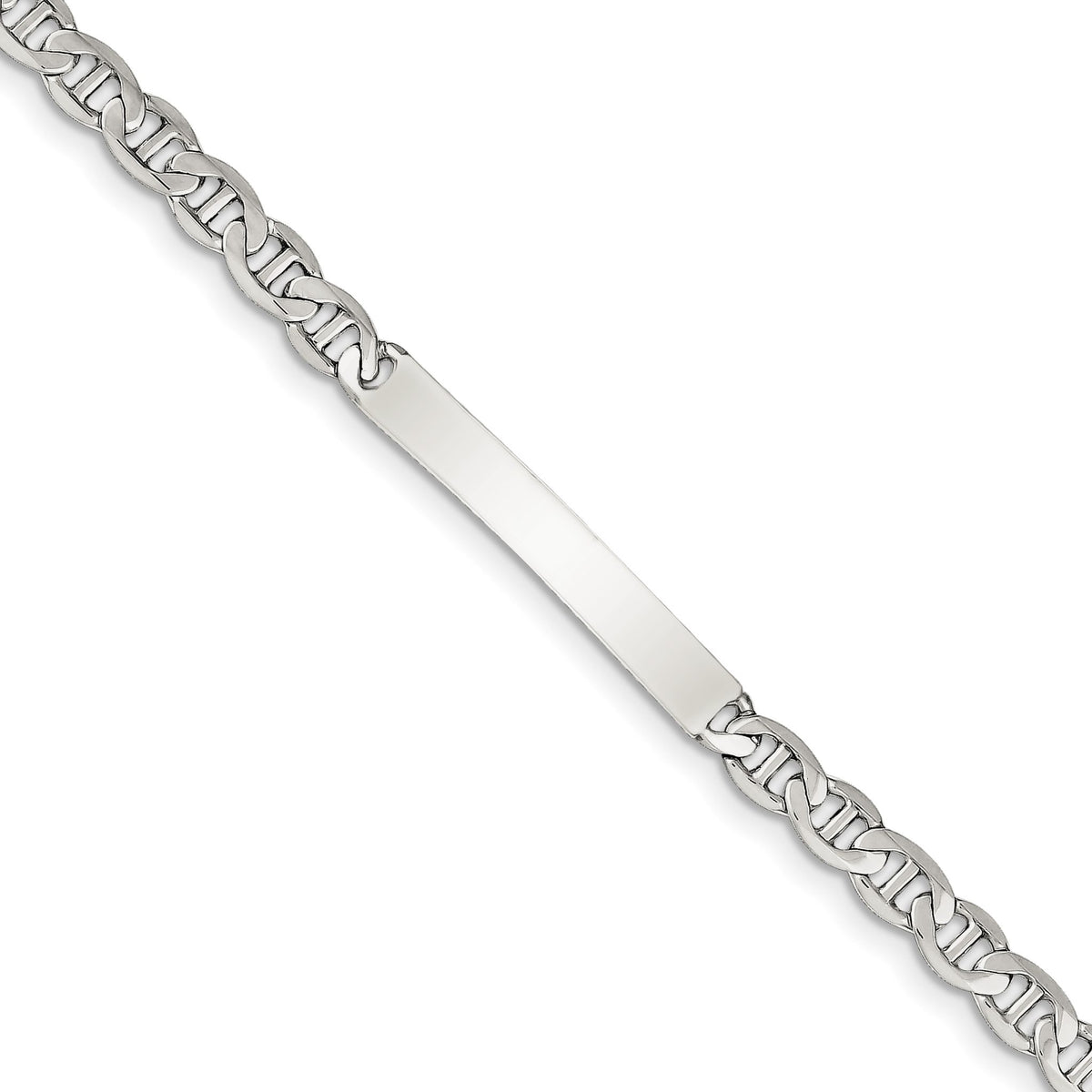 Sterling Silver Polished Engraveable Anchor Link ID Bracelet - Sophia Jewelers Main image
