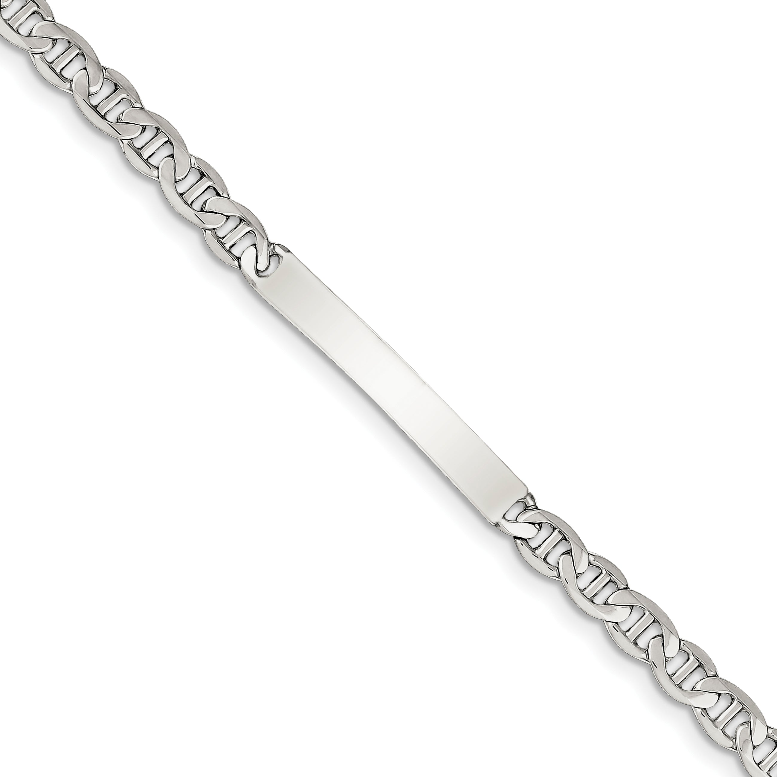 Sterling Silver 8inch Polished Engraveable Anchor Link ID Bracelet Main image