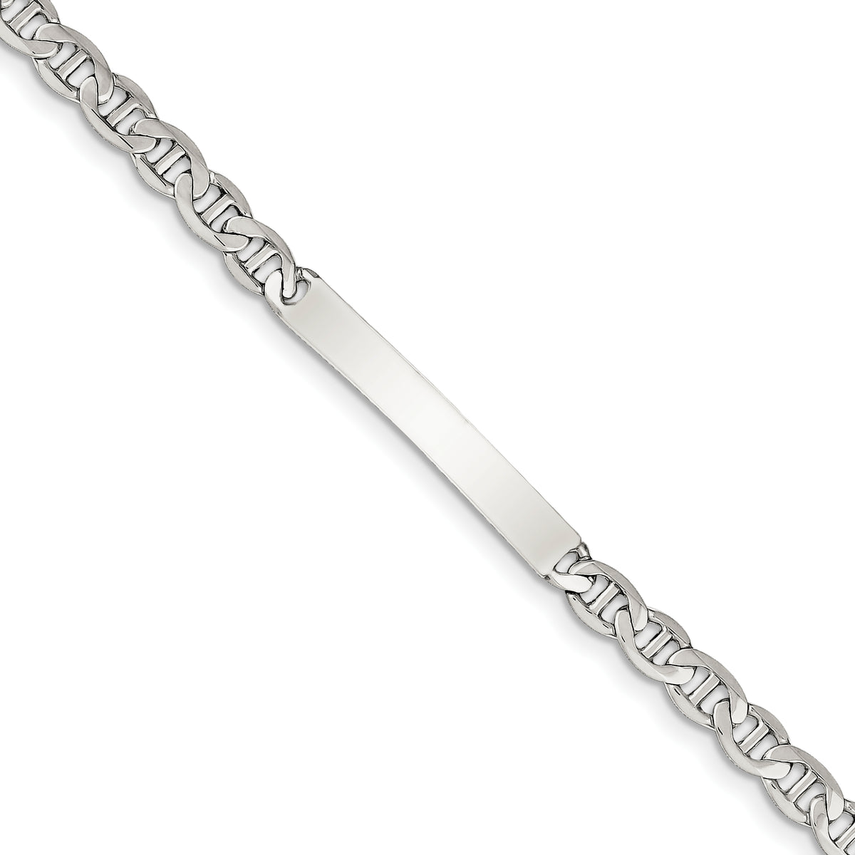 Sterling Silver 8inch Polished Engraveable Anchor Link ID Bracelet