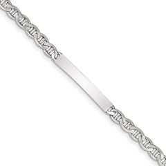 Sterling Silver 8inch Polished Engraveable Anchor Link ID Bracelet