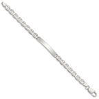 Sterling Silver Polished Engraveable Anchor Link ID Bracelet