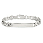 Sterling Silver Polished Engraveable Anchor Link ID Bracelet