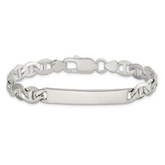 Sterling Silver Polished Engraveable Anchor Link ID Bracelet