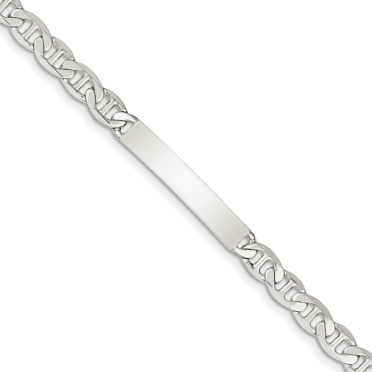 Sterling Silver Polished Engraveable Anchor Link ID Bracelet - Sophia Jewelers Main image