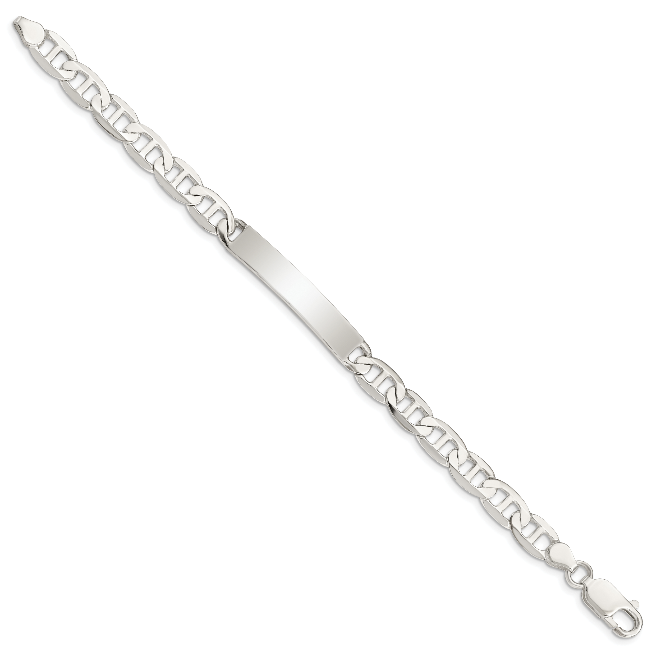 Sterling Silver Polished Engraveable Anchor Link ID Bracelet Secondary image