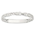 Sterling Silver Polished Engraveable Anchor Link ID Bracelet