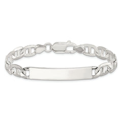 Sterling Silver Polished Engraveable Anchor Link ID Bracelet