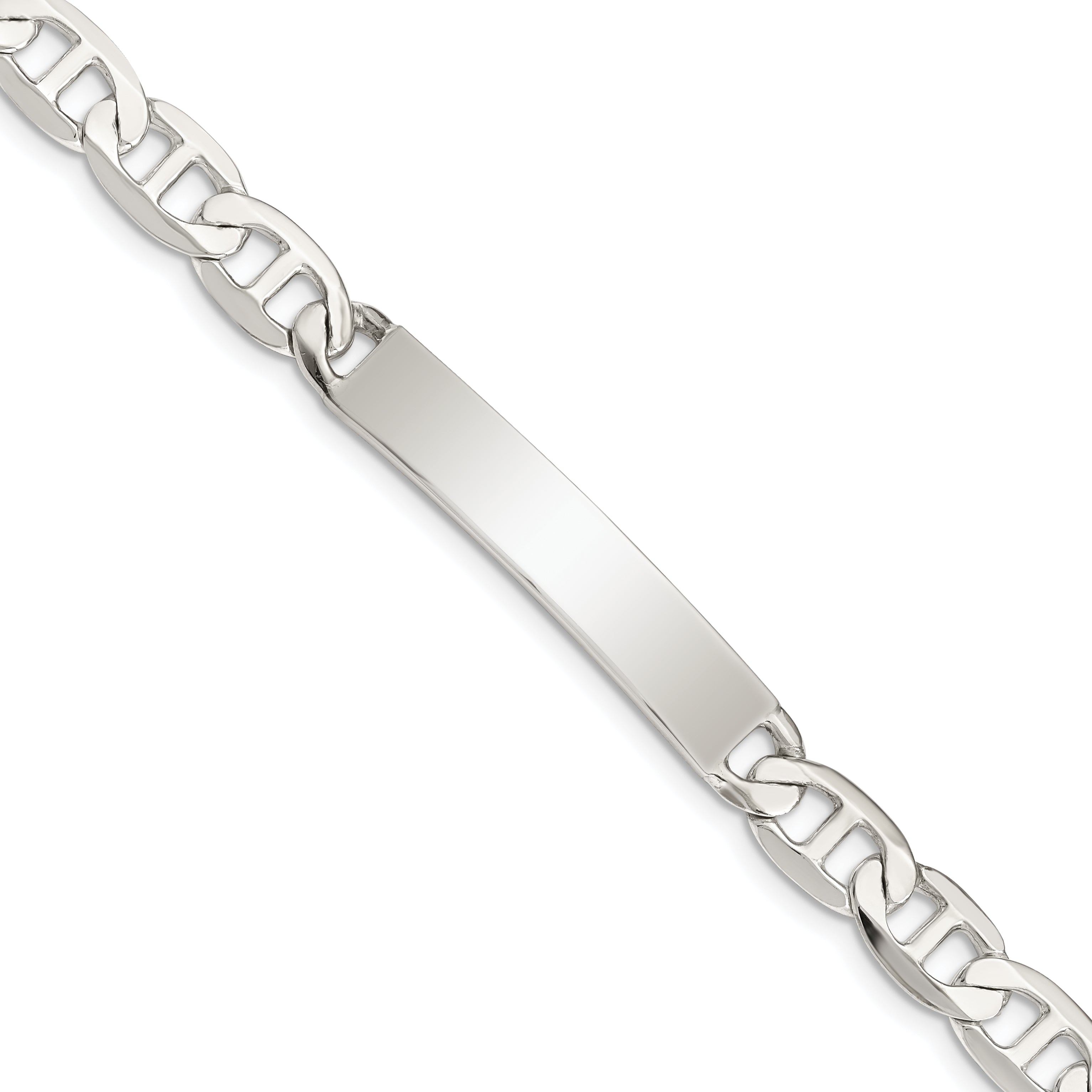 Sterling Silver 8inch Polished Engraveable Anchor Link ID Bracelet Main image