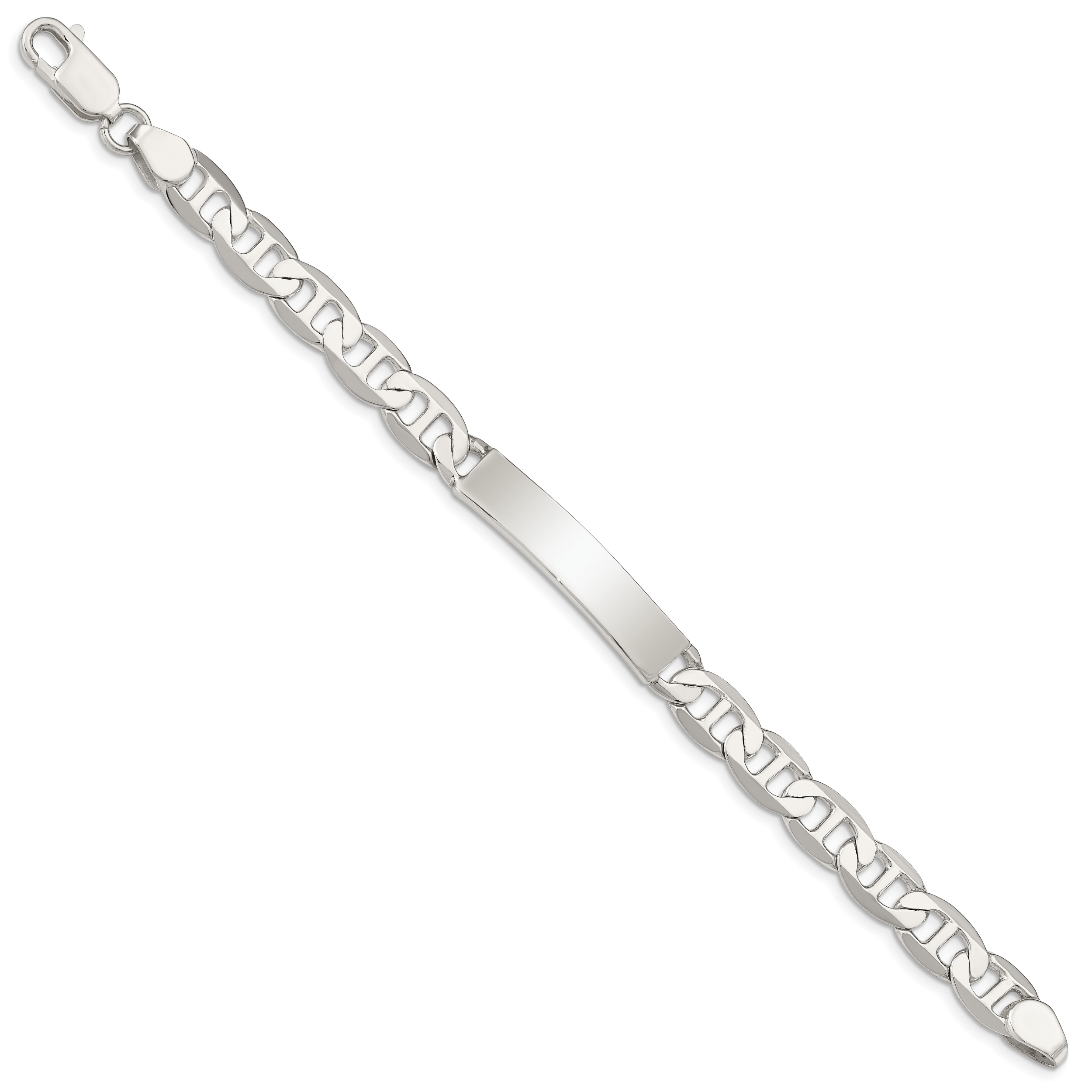 Sterling Silver 7inch Polished Engraveable Anchor Link ID Bracelet Secondary image