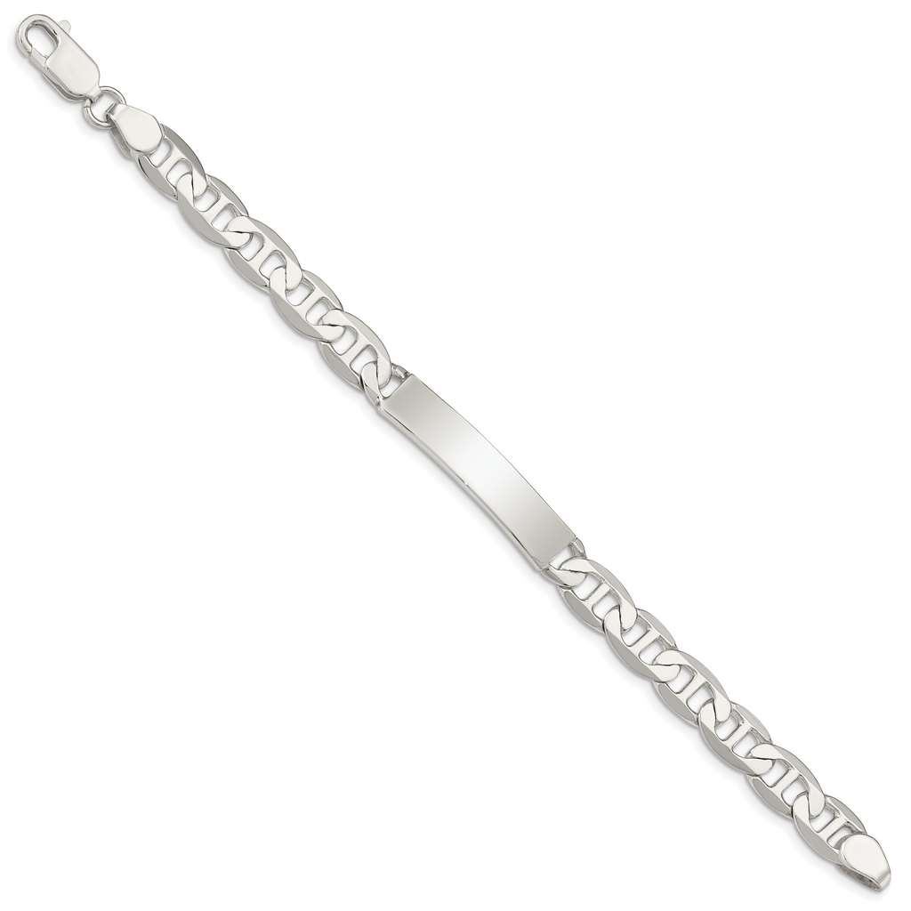 Sterling Silver 7inch Polished Engraveable Anchor Link ID Bracelet