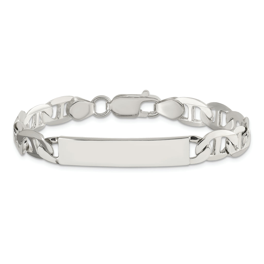 Sterling Silver 7inch Polished Engraveable Anchor Link ID Bracelet
