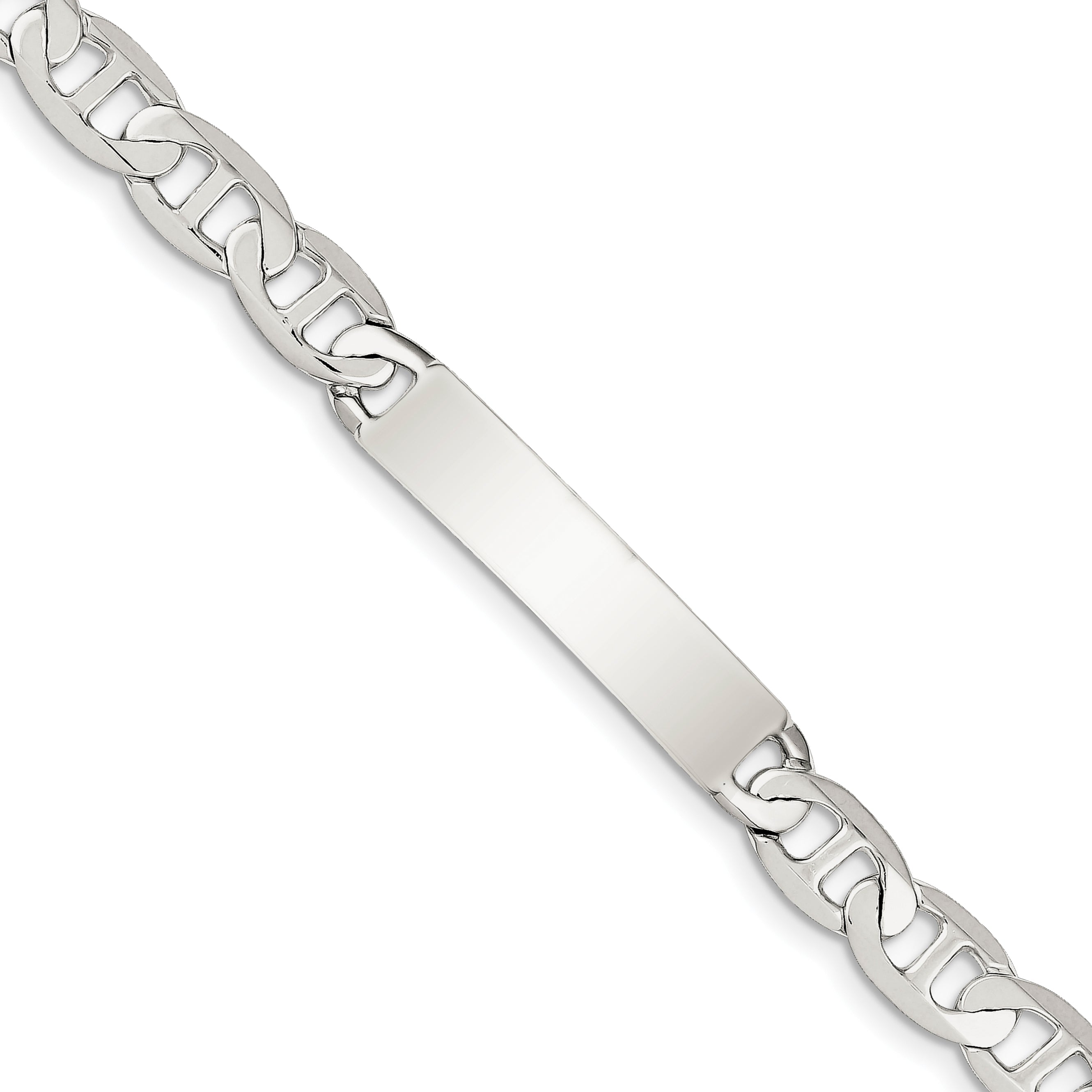 Sterling Silver 8inch Polished Engraveable Anchor Link ID Bracelet